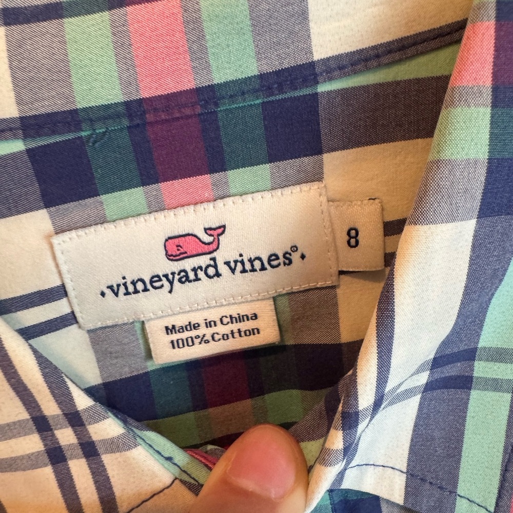 Women's Vineyard Vines Festive Plaid Button Front Shirt‎ Top Blouse Size 8 - Picture 3 of 3